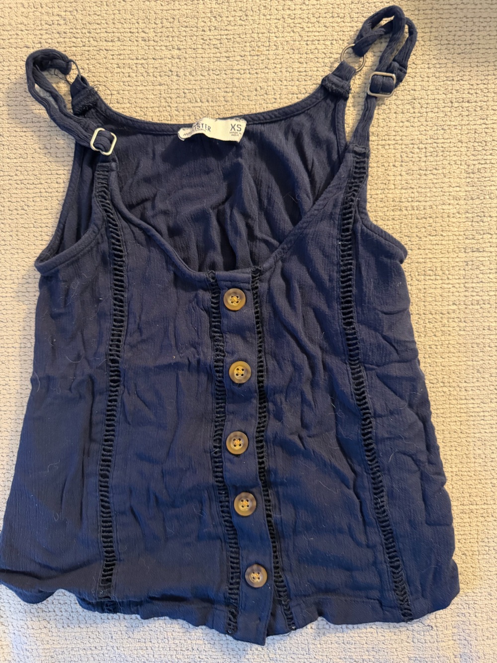Hollister Navy Button-Front Adjustable Strap Tank